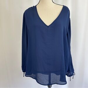 Women’s New York & Co Blue Sheer Top Size XL